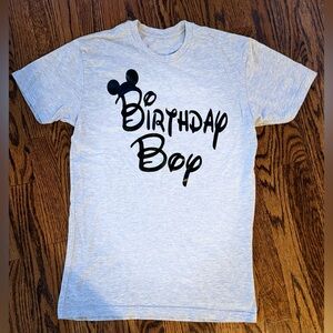 Kids boys Birthday Boy Disney Mickey gray tee shirt size XL